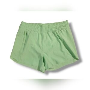 Athleta Girl Heart the Hustle 2.5" Shorts XL/14 Lime Green Zip Pocket Logo